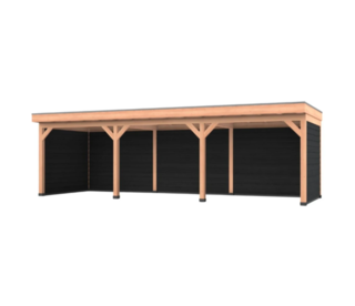 Douglas overkapping met overstek 300×900 + wanden, Verando